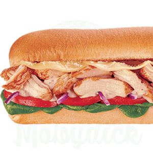 استیک مرغ،سس قارچ،گوجه،خیارشور،کاهو،نان فرانسوی