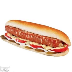 سوسیس کراکف،سس قارچ،گوجه،خیارشور،کاهو،نان فرانسوی