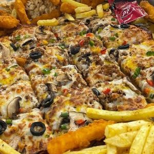 گوشت چرخ شده،قارچ،دلمه،زیتون،پنیرمیکس،سس پومودور