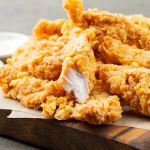 ۴ تیکه فیله استریپس،سیب سرخ شده،سس چیلی،نان