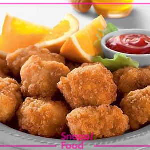 ۲۵۰ گرم استیک مرغ سوخاری،سیب سرخ شده،سس چیلی نان